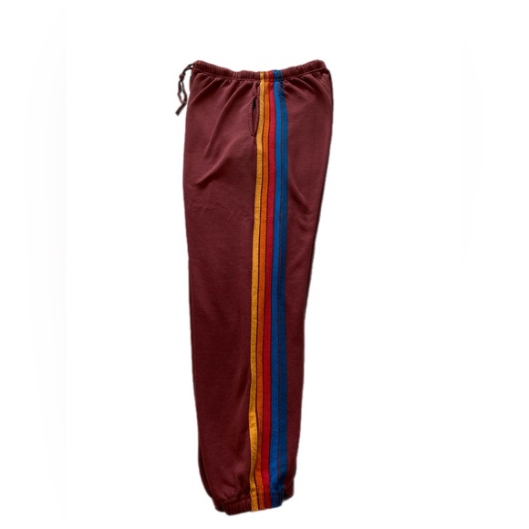 Aviator Nation Burgundy Joggers with Rainbow 5  Stripes XXL - Picture 13 of 15
